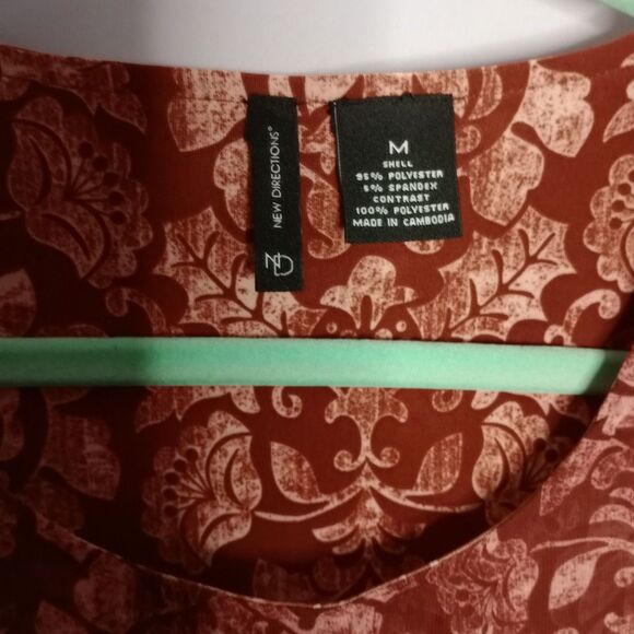 ⭐ New Directions Tunic Top Blouse Contrast Floral Print Stretch Flowy Relaxed Md - Picture 5 of 5